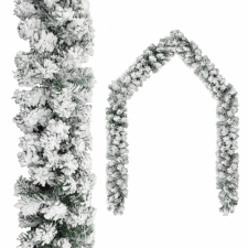 vidaXL Zöld PVC karácsonyi füzér pelyhes hóval 10 m karácsonyi dekoráció