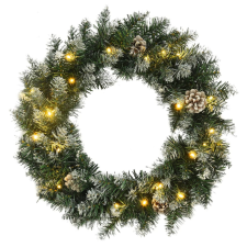 vidaXL Zöld PVC karácsonyi koszorú LED-ekkel 60 cm adventi koszorú