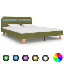 vidaXL zöld szövet ágykeret LED-ekkel matrac nélkül 150x200 cm ágy és ágykellék