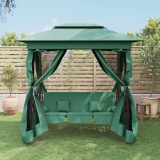 vidaXL zöld szövet és acél kerti pavilon lengőpaddal kerti bútor