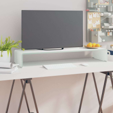 vidaXL zöld üveg TV állvány/monitor magasító 90 x 30 x 13 cm üzletberendezés, dekoráció
