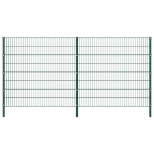 vidaXL zöld vas kerítéspanel oszlopokkal 3,4 x 1,6 m kerti dekoráció