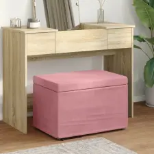 vidaXL Zsámoly Rózsaszín 61 x 41 x 40 cm Bársony és Műanyag Fa bútor
