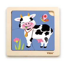 Viga Fa képes kirakó puzzle Viga 4 db tehénke puzzle, kirakós