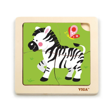 Viga Fa képes kirakó puzzle Viga 4 db Zebra fajáték