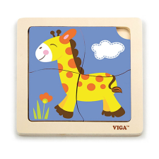 Viga Fa képes kirakó puzzle Viga 4 db Zsiráf puzzle, kirakós