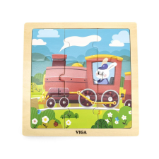 Viga Fa képes kirakó puzzle Viga 9 db Vonat fajáték