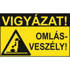  Vigyázat! Omlásveszély! - öntapadó, 600*400 információs tábla, állvány