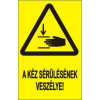  Vigyázz! Kézsérülés veszélye! - műanyag, 150*100mm