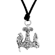  Viking Pöröly és Madár motívumos medál műbőr nyaklánccal nyaklánc