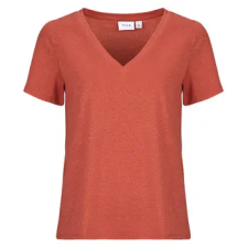Vila Rövid ujjú pólók VILUXI GLITTER V-NECK Rózsaszín EU L női póló