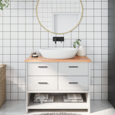  világosbarna kezelt tömör fa fürdőszobai pult 100x60x2 cm építőanyag