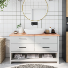 világosbarna kezelt tömör fa fürdőszobai pult 140x60x4 cm építőanyag