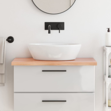világosbarna kezelt tömör fa fürdőszobai pult 80x60x4 cm építőanyag