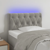  világosszürke bársony LED-es fejtámla 80x7x78/88 cm