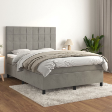 világosszürke bársony rugós ágy matraccal 140x190 cm ágy és ágykellék