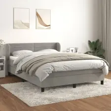  világosszürke bársony rugós ágy matraccal 140x200 cm ágy és ágykellék