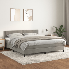 világosszürke bársony rugós ágy matraccal 160x200 cm ágy és ágykellék