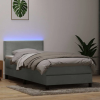  világosszürke bársony rugós és LED-es ágy matraccal 80x210 cm