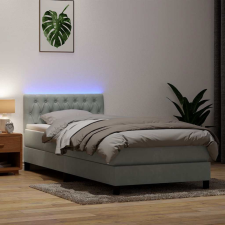  világosszürke bársony rugós és LED-es ágy matraccal 80x210 cm ágy és ágykellék