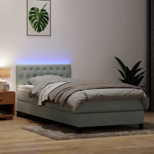  világosszürke bársony rugós és LED-es ágy matraccal 80x220 cm ágy és ágykellék