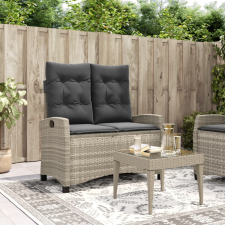 világosszürke polyrattan dönthető kerti pad párnával kerti bútor