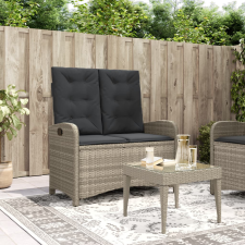 világosszürke polyrattan dönthető kerti pad párnával kerti bútor