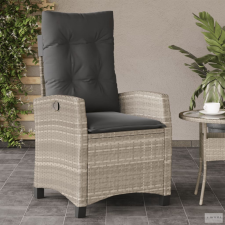  Világosszürke polyrattan dönthető kerti szék párnával kerti bútor