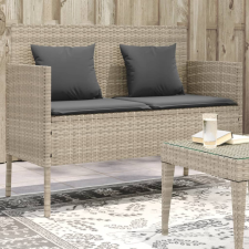  világosszürke polyrattan kerti pad párnákkal kerti bútor