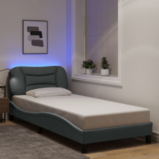  világosszürke szövet ágykeret LED-es matrac nélkül 80x200 cm ágy és ágykellék