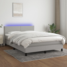 világosszürke szövet rugós és LED-es ágy matraccal 140x190 cm ágy és ágykellék