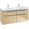 Villeroy &amp; Boch Subway 2.0 Fürdőszoba bútor kétmedencés mosdókagylóhoz 1300 mm Nordic Oak (mosdókagyló nélkül)