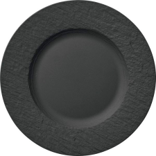 Villeroy & Boch Sekély tányér, Villeroy & Boch Manufacture Rock 27 cm, fekete tányér és evőeszköz