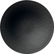 Villeroy & Boch Tányér megemelt peremmel, Villeroy & Boch Manufacture Rock 29 cm, fekete tányér és evőeszköz