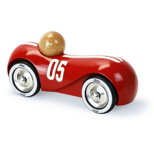  Vintage Streamline piros fa autó autópálya és játékautó