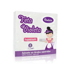 Violeta szalvéta 2 rétegű 38x38cm, fehér - 25 db asztalterítő és szalvéta