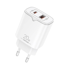 Vipfan E08 USB-A/USB-C Hálózati töltő - Fehér (20W) mobiltelefon kellék