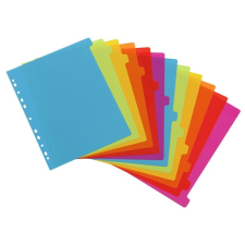 VIQUEL Regiszter, műanyag, A4 maxi, 12 részes, VIQUEL, "Happy Fluo", színes regiszter és tartozékai