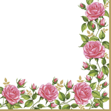 Virág Frame with Garden Roses szalvéta 20 db-os 33x33 cm party kellék