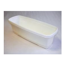  Virágláda tálcával,  50 cm, fehér műanyag (892) kerti dekoráció