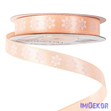  Virágmintás szatén szalag 12mm x 20m - Barack dekorációs kellék