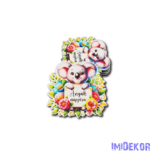  Virágos háttérben koala - Anyák napjára 6,7x6,3 cm dekorációs kellék