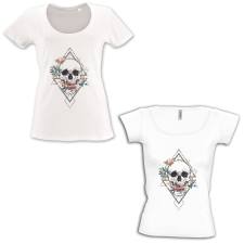  Virágos koponya - Mély kivágású &amp; Csónaknyakú Női Póló női póló