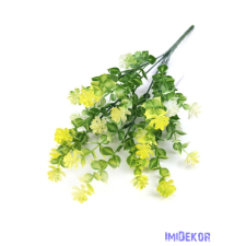  Virágos kúszó műzöld csokor 34cm - Sárga dekorációs kellék