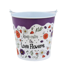 Virágtartó 13,5 cm "Keep calm & love flowers" kerti tárolás