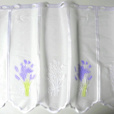 Vitrage Fehér jacquard vitrázs függöny, levendula mintával - 60 cm magas lakástextília