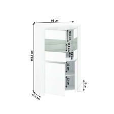  Vitrin 2D2W, fehér fényes, LINDY bútor