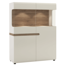  Vitrin, fehér extra magas fényű HG/trufla sonoma tölgy, LYNATET 33 bútor