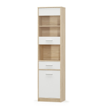  Vitrines szekrény 1D1W1S, fehér/tölgy sonoma, TEYO bútor