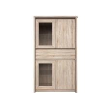  Vitrines szekrény, DTD laminált, tölgy sonoma, NORTY TYP 7 bútor